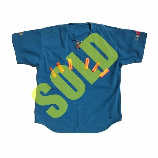 Nike Air Jordan 6 VI 1991 Teal Embroidered Baseball Jersey Size Large