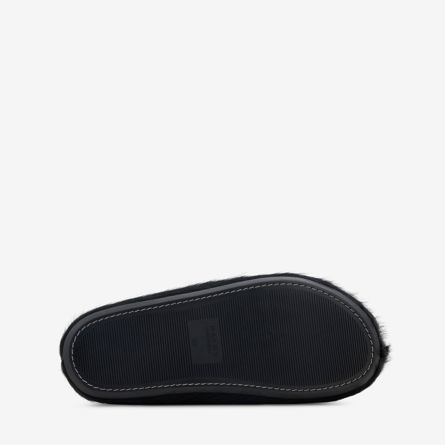 Long Hair Calfskin Fussbett Sabot Black
