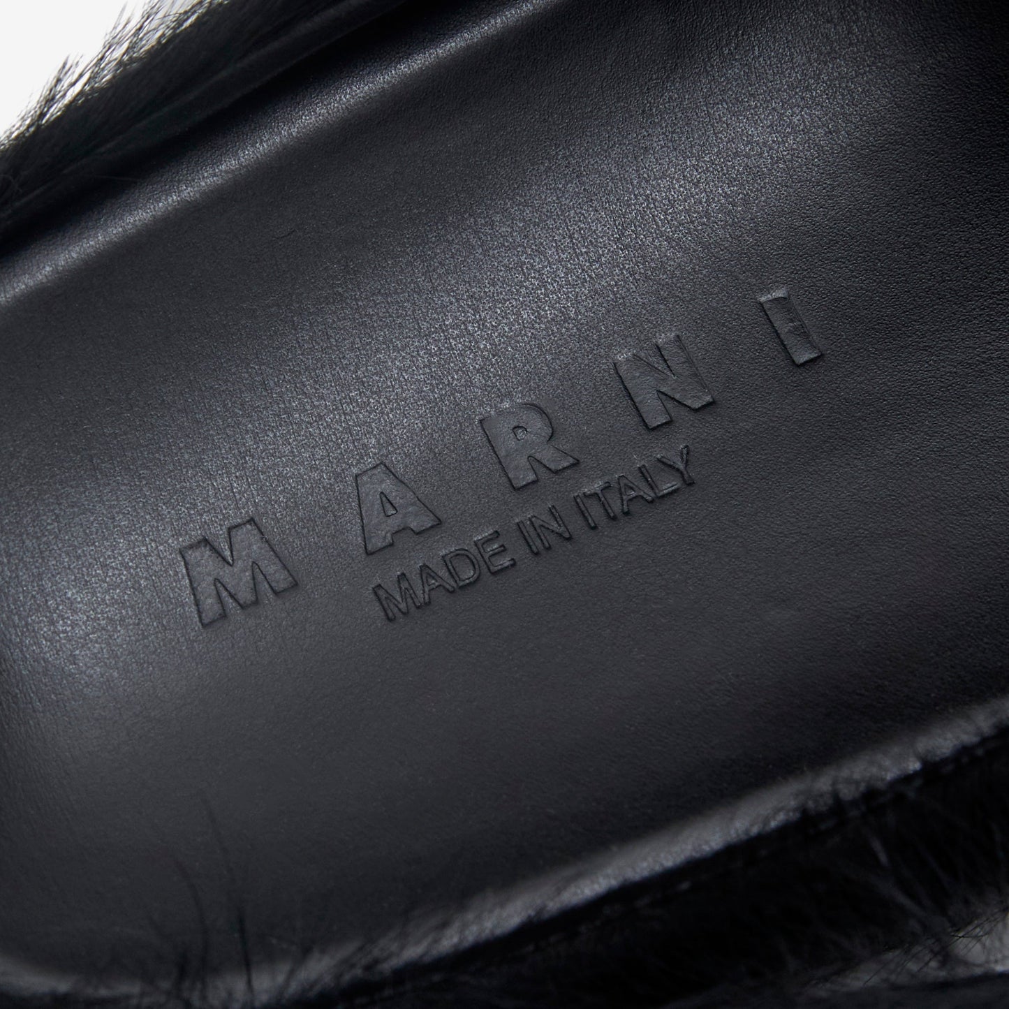 Long Hair Calfskin Fussbett Sabot Black